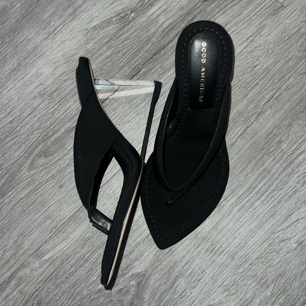 NEW-Good American Cinderella Wedge-Black/Clear-No Box